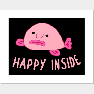 cute blobfish happy happy fish funny design Posters and Art